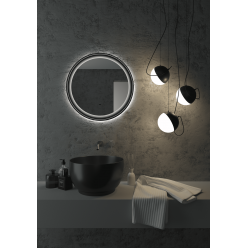 Зеркало КОНТИНЕНТ Planet Black LED D1000 ореольная холодная подсветка и Б/К сенсор