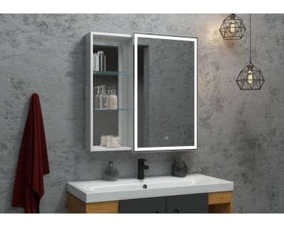 Шкаф с зеркалом Континент Aperio LED 80x80 с подсветкой правый