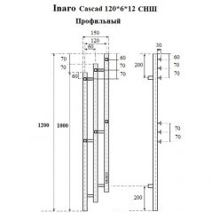 Полотенцесушитель электрический Маргроид Ferrum Inaro 3 Cascade СНШ профильный 120?6?12 Графит, скрытого монтажа, таймер справа