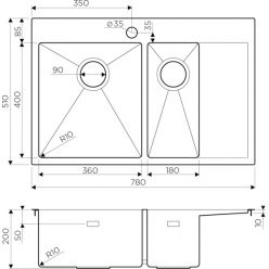 Мойка кухонная Omoikiri Akisame 78-2-GM-L 4973101 вороненая сталь