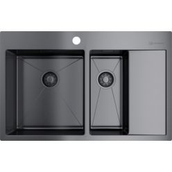 Мойка кухонная Omoikiri Akisame 78-2-GM-L 4973101 вороненая сталь