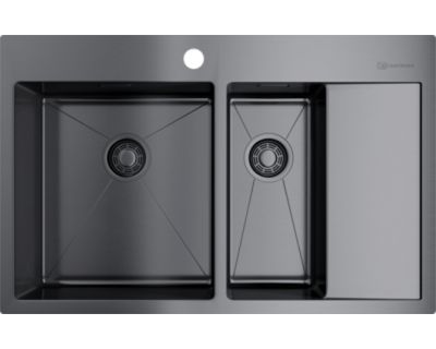 Мойка кухонная Omoikiri Akisame 78-2-GM-L 4973101 вороненая сталь