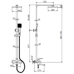 Душевая стойка со смесителем Ledeme H33B L2433B