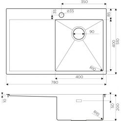 Мойка кухонная Omoikiri Akisame 78-GM-R 4973100 вороненая сталь