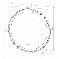 Зеркало Континент Planet Black LED D800 ореольная теплая подсветка и Б/К сенсор