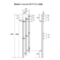 Полотенцесушитель электрический Маргроид Ferrum Inaro 3 Cascade СНШ 120?6?12 Черный матовый, скрытого монтажа, таймер справа