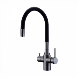 Смеситель PAULMARK SALIX Sa213419-GM, (черный/вороненая сталь)