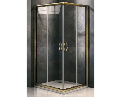 Душевой уголок Good Door Jazze CR-100-C-G, 100 х 100 х 185 см, стекло прозрачное, профиль золото, ДЖ00058