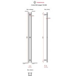 Полотенцесушитель водяной Terminus Стойка Duo 70х1600 золото