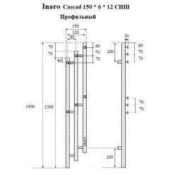 Полотенцесушитель электрический Маргроид Ferrum Inaro 3 Cascade СНШ профильный 150?6?12 Черный матовый, скрытого монтажа, таймер справа