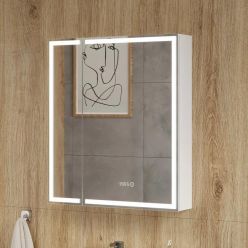 Шкаф с зеркалом Equil Corner LED 70 с часами, белый