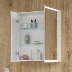 Шкаф с зеркалом Equil Corner LED 70 с часами, белый