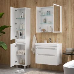 Шкаф с зеркалом Equil Corner LED 70 с часами, белый