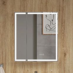 Шкаф с зеркалом Equil Corner LED 70 с часами, белый