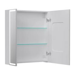 Шкаф с зеркалом Equil Corner LED 70 с часами, белый