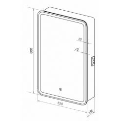 Шкаф с зеркалом Континент Elliott LED 55x80 с подсветкой и сенсорным управлением левый