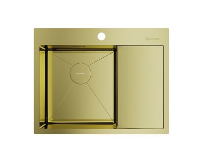 Кухонная мойка из нержавейки Omoikiri Akisame 65-LG-L светлое золото