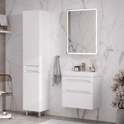 Шкаф с зеркалом Equil Nice LED 60 с часами, правый, белый