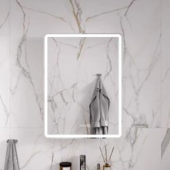 Шкаф с зеркалом Equil Nice LED 60 с часами, правый, белый