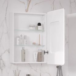 Шкаф с зеркалом Equil Nice LED 60 с часами, правый, белый