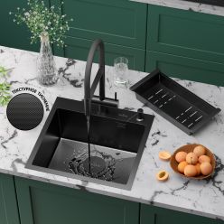 Кухонная мойка Roxen Simple 50 PVD зернистый графит