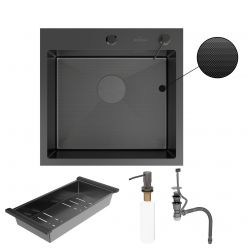 Кухонная мойка Roxen Simple 50 PVD зернистый графит