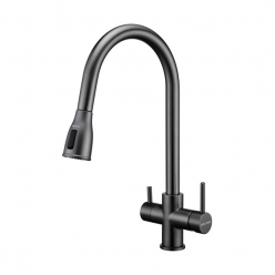 Смеситель PAULMARK LANGE La214212-GM (черный/вороненая сталь)