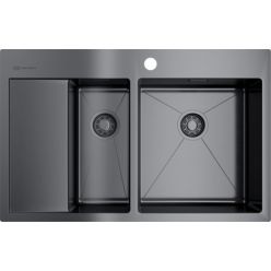 Мойка кухонная Omoikiri Akisame 78-2-GM-R 4973102 вороненая сталь