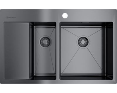 Мойка кухонная Omoikiri Akisame 78-2-GM-R 4973102 вороненая сталь
