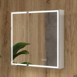 Шкаф с зеркалом Equil Corner LED 80 с часами, белый