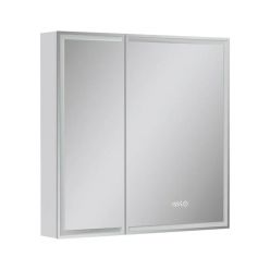 Шкаф с зеркалом Equil Corner LED 80 с часами, белый