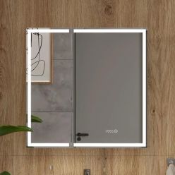 Шкаф с зеркалом Equil Corner LED 80 с часами, белый