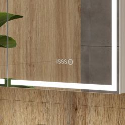 Шкаф с зеркалом Equil Corner LED 80 с часами, белый