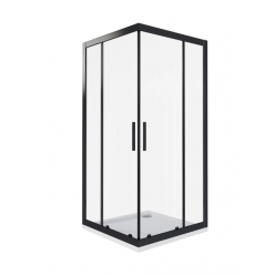 Душевой уголок Good Door Cofe CR-100-C-B, 100 х 100 х 190 см, стекло прозрачное, профиль черный, КФ00007