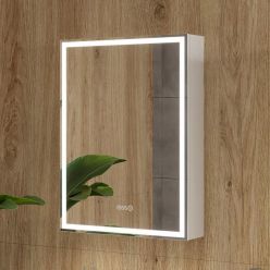 Шкаф с зеркалом Equil Corner LED 60 с часами, правый, белый