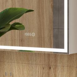 Шкаф с зеркалом Equil Corner LED 60 с часами, правый, белый