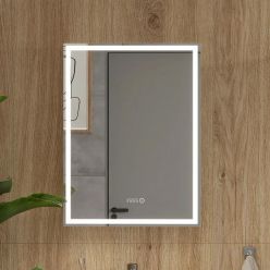 Шкаф с зеркалом Equil Corner LED 60 с часами, правый, белый