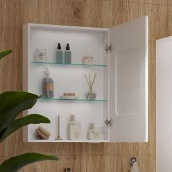 Шкаф с зеркалом Equil Corner LED 60 с часами, правый, белый