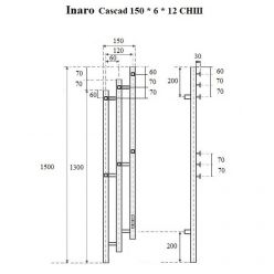 Полотенцесушитель электрический Маргроид Ferrum Inaro 3 Cascade СНШ 150?6?12 Графит, скрытого монтажа, таймер справа