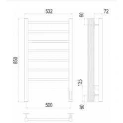 Полотенцесушитель электрический Terminus Аврора П8 (quick touch) 500х850 сатин