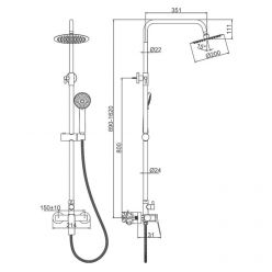 Душевая стойка со смесителем Ledeme H75B L2475B