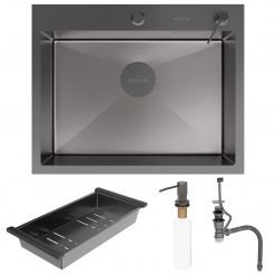 Кухонная мойка Roxen Simple 60 PVD графит (текстурное покрытие)