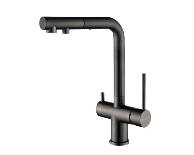 Смеситель PAULMARK SERPENTINE Se213222-GM, (черный/вороненая сталь)