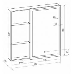 Шкаф с зеркалом Континент Aperio LED 80x80 с подсветкой левый