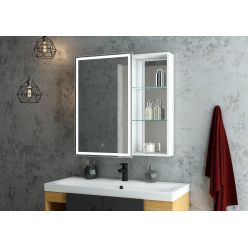 Шкаф с зеркалом Континент Aperio LED 80x80 с подсветкой левый