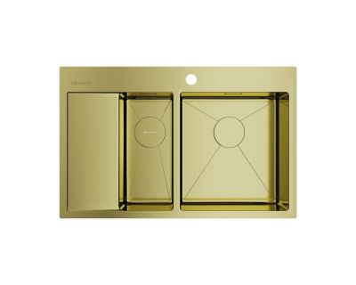 Кухонная мойка из нержавейки Omoikiri Akisame 78-2-LG-R светлое золото
