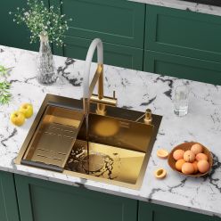 Кухонная мойка Roxen Simple 60 PVD золото (текстурное покрытие)