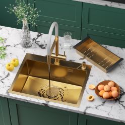 Кухонная мойка Roxen Simple 60 PVD золото (текстурное покрытие)