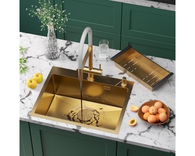 Кухонная мойка Roxen Simple 60 PVD золото (текстурное покрытие)