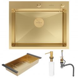 Кухонная мойка Roxen Simple 60 PVD золото (текстурное покрытие)